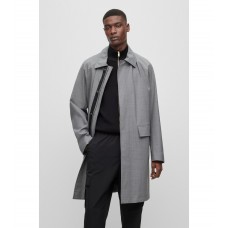 Hugo Boss Water-repellent hooded coat in a wool blend 50491318-041 Silver