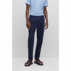 Hugo Boss Pleat-front trousers in stretch-cotton twill 50491632-404 Dark Blue