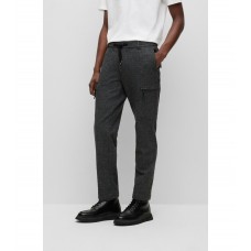 Hugo Boss Herringbone trousers with cargo pockets in stretch fabric 50491633-001 Dark Grey