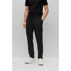 Hugo Boss Micro-patterned cargo trousers with a drawcord waist 50491646-029 Black