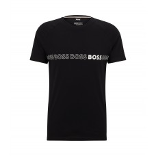 Hugo Boss Organic-cotton slim-fit T-shirt with repeat logos 50491696-001 Black