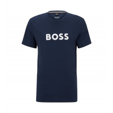 Hugo Boss Organic-cotton relaxed-fit T-shirt with contrast logo 50491706-413 Dark Blue