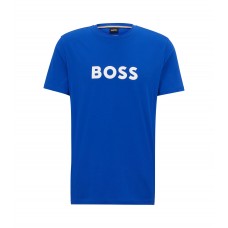 Hugo Boss Organic-cotton relaxed-fit T-shirt with contrast logo 50491706-433 Blue