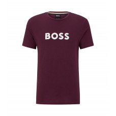 Hugo Boss Organic-cotton relaxed-fit T-shirt with contrast logo 50491706-505 Dark Purple