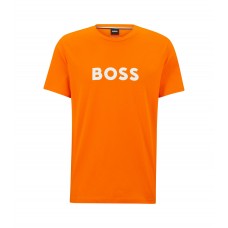 Hugo Boss Organic-cotton relaxed-fit T-shirt with contrast logo 50491706-829 Orange