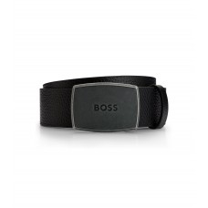 Hugo Boss Italian-leather belt with branded plaque buckle 50491866-001 Black