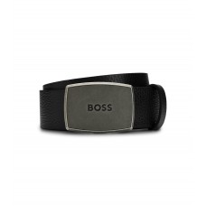Hugo Boss Italian-leather belt with branded plaque buckle 50491866-205 Black