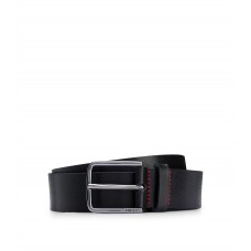 Hugo Boss Italian-leather belt with logo-engraved buckle 50491997-001 Black