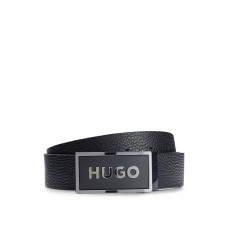 Hugo Boss Reversible belt in grained leather with plaque buckle 50492032-001 Black