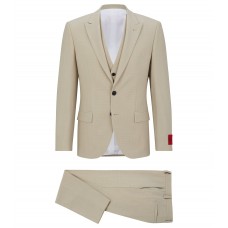 Hugo Boss Slim-fit suit in performance-stretch tropical fabric 50492244-264 Beige