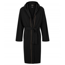 Hugo Boss Organic-cotton dressing gown with embroidered logo 50492544-001 Black