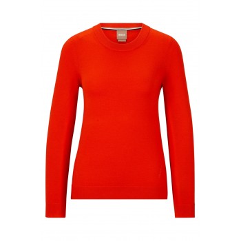 Hugo Boss Crew-neck sweater in responsibly sourced merino wool 50492551-821 Orange