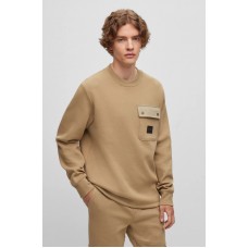 Hugo Boss Cotton-blend sweatshirt with metal-framed logo 50493037-242 Light Brown