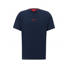 Hugo Boss Stretch-cotton jersey pyjama T-shirt with red logo 50493057-405 Dark Blue