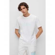 Hugo Boss Crew-neck T-shirt in cotton jersey with handwritten logo 50493252-100 White