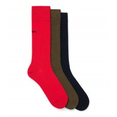 Hugo Boss Three-pack of regular-length socks with logo details hbeu50493253-960 Black/Lightbrown/Red
