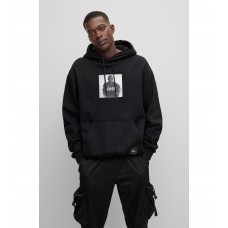 Hugo Boss BOSS x Khaby Relaxed-fit cotton-blend hoodie with lenticular artwork 50493290-001 Black