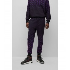 Hugo Boss BOSS x Khaby Relaxed-fit cotton-blend tracksuit bottoms with gradient monograms 50493297-503 Black