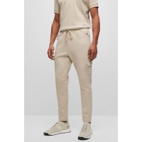Hugo Boss Advanced-stretch cotton-blend tracksuit bottoms with zipped pockets 50493484-269 Beige