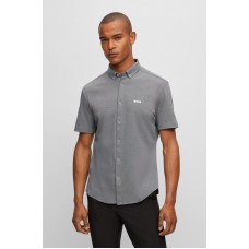 Hugo Boss Button-down regular-fit shirt in pure-cotton jersey 50493600-411 Dark Grey