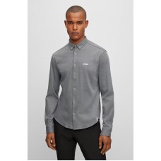 Hugo Boss Button-down regular-fit shirt in cotton piqué jersey 50493608-411 Dark Grey