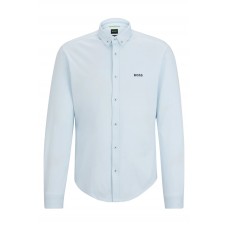 Hugo Boss Button-down regular-fit shirt in cotton piqué jersey 50493608-471 Light Blue