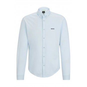 Hugo Boss Button-down regular-fit shirt in cotton piqué jersey 50493608-471 Light Blue