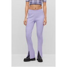 Hugo Boss Ribbed-crepe regular-fit trousers with slit hems 50493743-534 Light Purple
