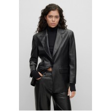 Hugo Boss Oversized-fit jacket in logo-embossed faux leather 50493771-001 Black