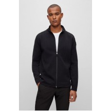 Hugo Boss Mixed-material zip-up cardigan with knitted-mesh structures 50493787-001 Black