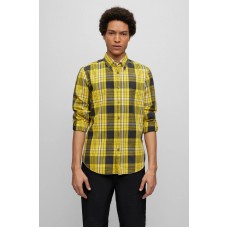 Hugo Boss Button-down regular-fit shirt in checked cotton 50494086-740 Light Yellow