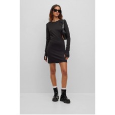 Hugo Boss Long-sleeved jersey dress with side cut-outs 50494301-001 Black