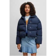 Hugo Boss Hooded puffer jacket in crinkle fabric with signature lining 50494393-404 Dark Blue