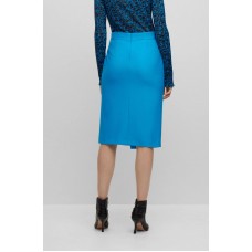 Hugo Boss Pencil skirt in stretch fabric with asymmetric front zip 50494443-439 Turquoise