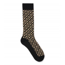 Hugo Boss Regular-length socks in stretch fabric with monogram pattern hbeu50494518-001 Black