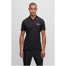 Hugo Boss Drop-needle polo shirt with contrast logos 50494528-001 Black