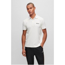 Hugo Boss Drop-needle polo shirt with contrast logos 50494528-100 White