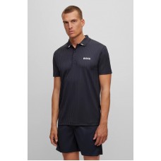 Hugo Boss Drop-needle polo shirt with contrast logos 50494528-402 Dark Blue