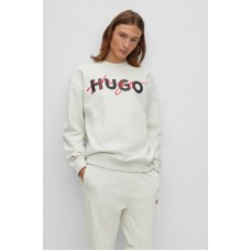 Hugo Boss Cotton-blend relaxed-fit sweatshirt with double logo 50494558-333 Light Green