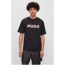 Hugo Boss Cotton-jersey T-shirt with double logo print 50494565-001 Black