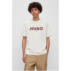 Hugo Boss Cotton-jersey T-shirt with double logo print 50494565-333 Light Green