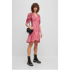 Hugo Boss Puff-sleeve regular-fit dress with floral print 50494856-977 Pink