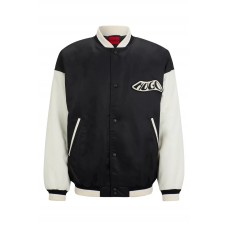 Hugo Boss Water-repellent varsity-style bomber jacket with logo badge 50495044-001 White / Black