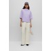 Hugo Boss Cotton-jersey relaxed-fit T-shirt with logo collar 50495059-534 Light Purple