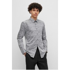Hugo Boss Extra-slim-fit shirt in paisley-print cotton jacquard 50495080-001 Blue