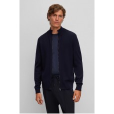Hugo Boss Zip-up cardigan with mixed structures 50495401-404 Black
