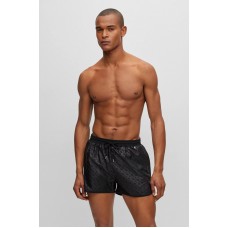 Hugo Boss Monogram-print swim shorts in quick-drying recycled fabric 50495685-001 Black