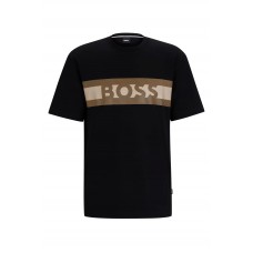 Hugo Boss Interlock-cotton T-shirt with puff-print stripes and logo 50495687-001 Black