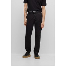 Hugo Boss Cuffed slim-fit trousers in stretch-cotton gabardine 50495698-001 Black