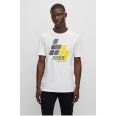 Hugo Boss Cotton-jersey T-shirt with racing-inspired print 50495700-101 White